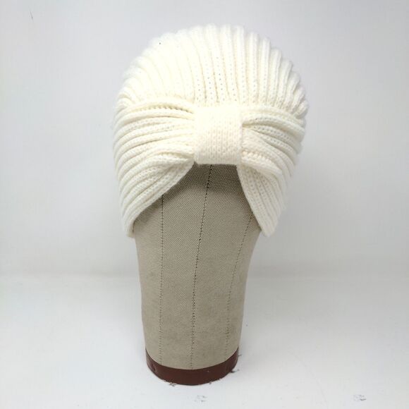 Knit Bonbons Soft Womens Hat Cream 100% Acrylic Knotted Cap Logo - Picture 2 of 10